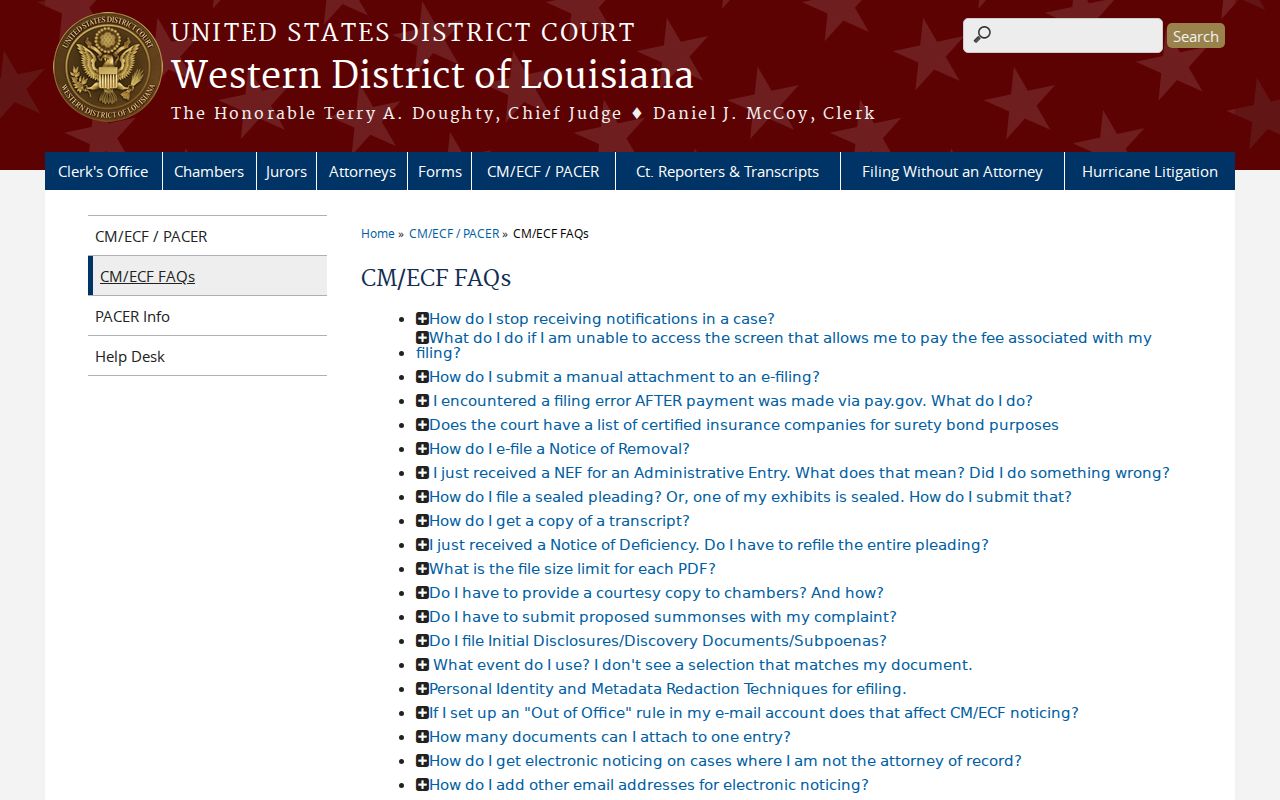 West Carroll Parish court records PACER access source