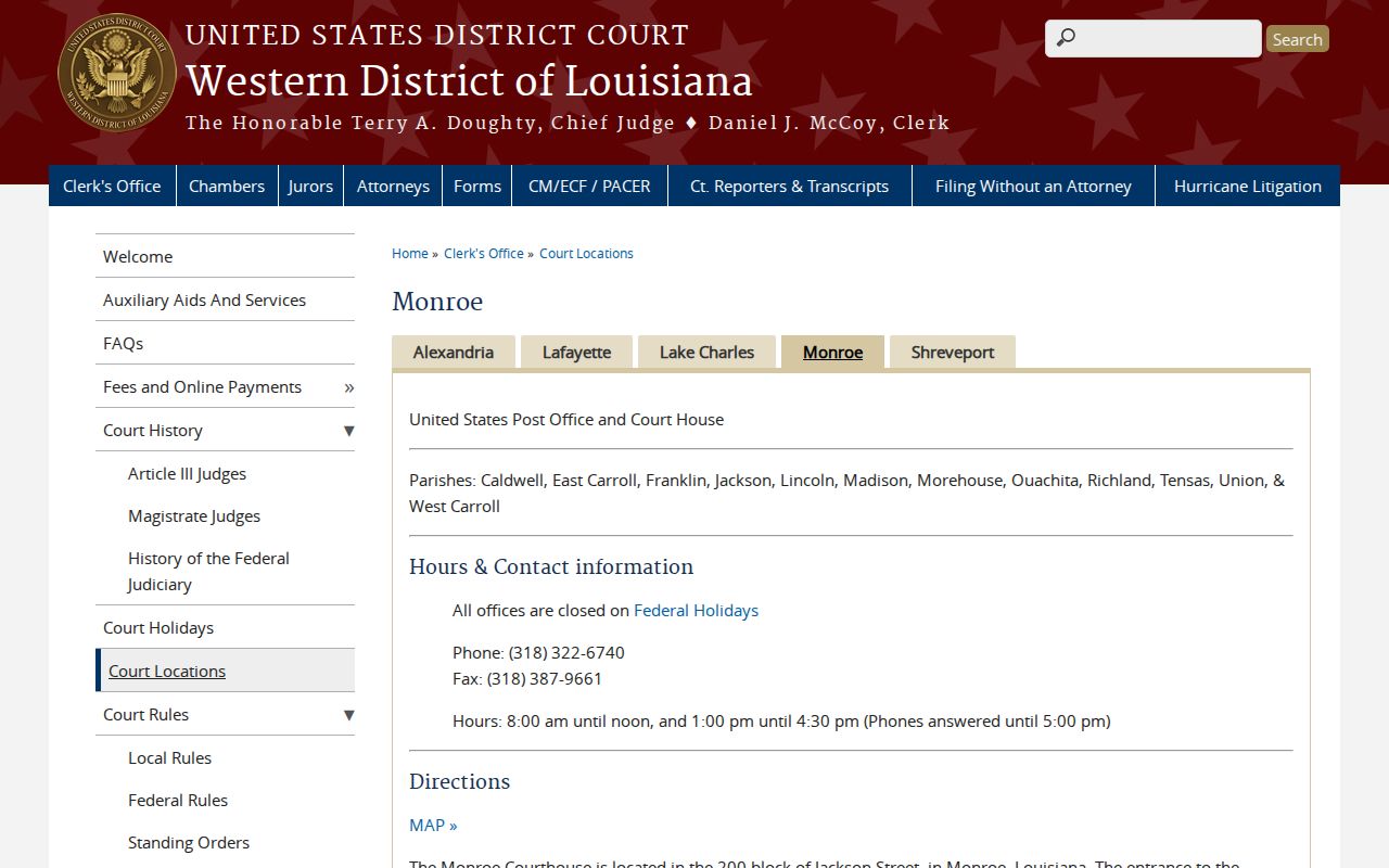 West Carroll Parish court records federal Monroe source